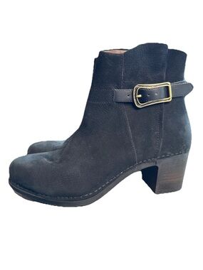Dansko Hartley Black Nubuck Heeled Zip Ankle Boots Women's EU 38/US 8-8.5 M S4